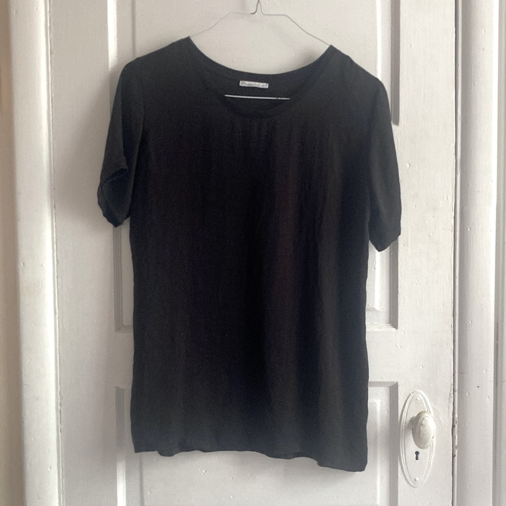ZARA Black Satin T-Shirt NWOT